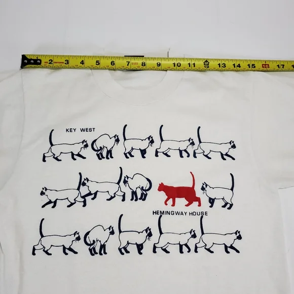 Vintage Hemingway House Key West Single Stitch Cat Graphic Short Sleeve T-shirt - Picture 11 of 12
